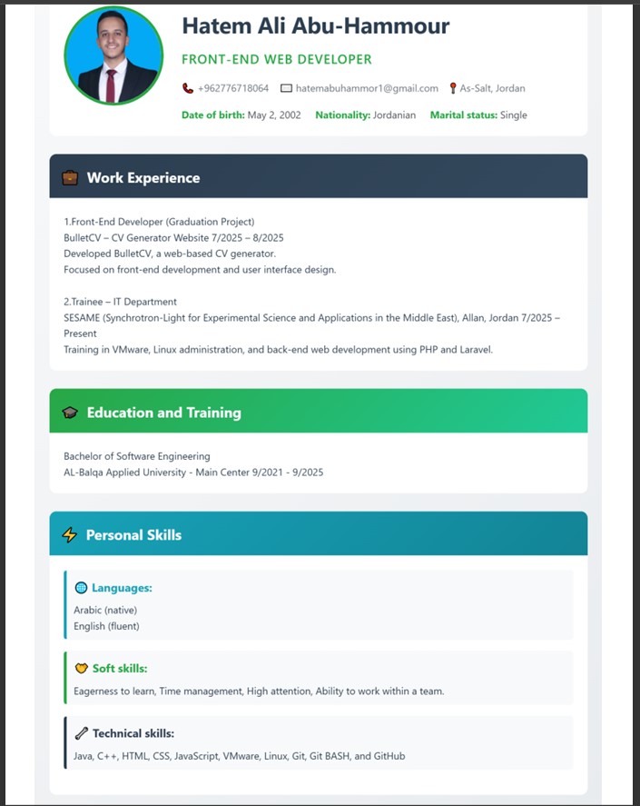CV Template 2